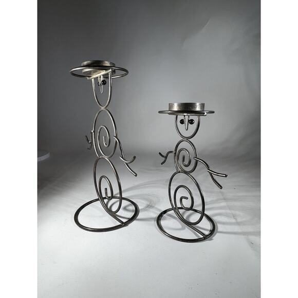 Vintage Christmas Snowman Set Of 2 International Silver Company Tea light Holder - Picture 3 of 15
